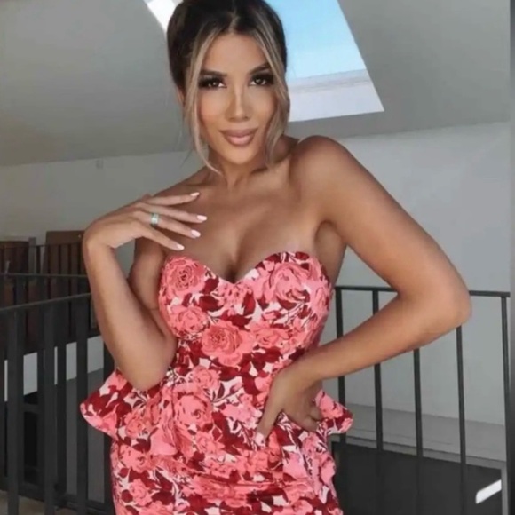 Zara pink white floral jacquard mini dress - Picture 4 of 14